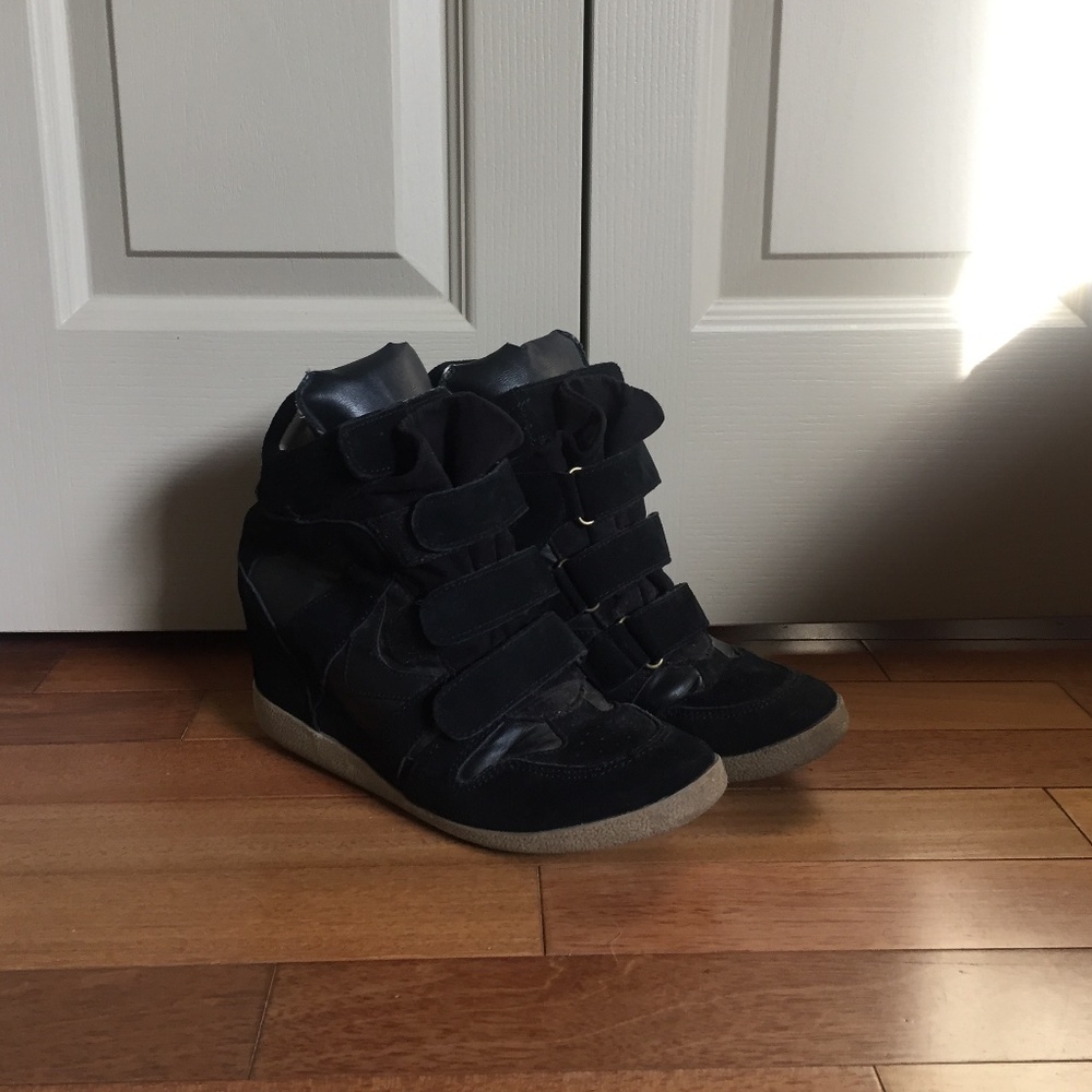 Steve Madden Black Wedge Sneakers
